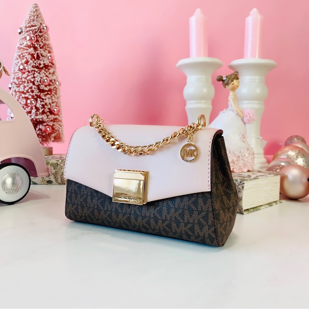 Final Sale!👜 MICHAEL KORS 🌺 Lita Small Two-Tone Logo and Leather Crossbody Bag - Picture 13 of 15